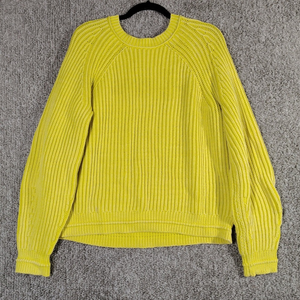 J.Crew Sweater Neon Yellow Cotton Blend Women XXL Dopamine Dressing